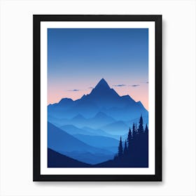 Misty Mountains Vertical Composition In Blue Tone 179 Art Print