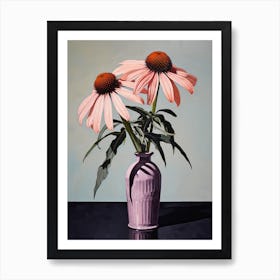 Bouquet Of Purple Coneflower Flowers, Autumn Fall Florals Painting 2 Art Print