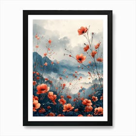 Poppies In The Mountains Art Print