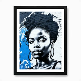 Graffiti Mural Of Beautiful Black Woman 135 Art Print