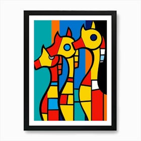 Seahorse Abstract Pop Art 4 Art Print