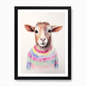 Baby Animal Watercolour Goat 4 Art Print