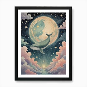 Whale In The Moonlight Art Print