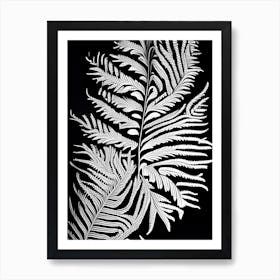 Japanese Tassel Fern Linocut Art Print