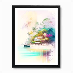 Tioman Island Malaysia Watercolour Pastel Tropical Destination Art Print