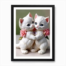 Two White Kittens Art Print