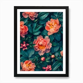 Peony Wallpaper Inspired By William Morris 2 Art Print