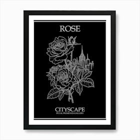 Rose Cityscape Line Drawing 4 Poster Inverted Art Print