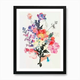 Coral Bells Collage Flower Bouquet Art Print