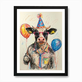 Birthday Cow 4 Art Print