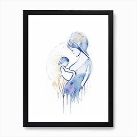 Mother And Child Symbol Symbol Minimal Watercolour Art Print