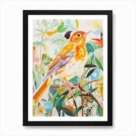 Colourful Bird Painting Hermit Thrush 1 Art Print