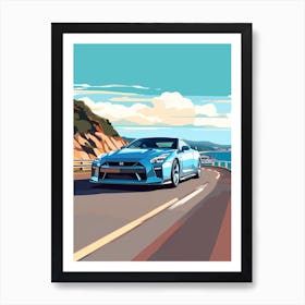 A Nissan Gt R In Causeway Coastal Route Illustration 4 Art Print