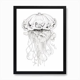 Lions Mane Jellyfish Drawing3 Art Print