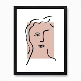 Line Art Pink Matisse Inspired Face Art Print