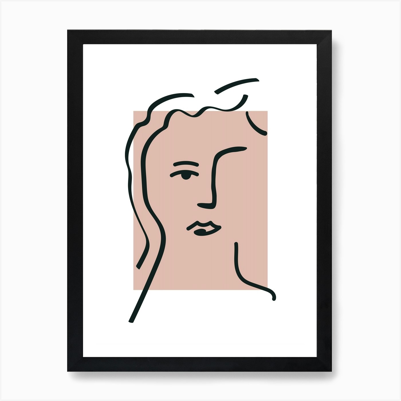 Line Art Pink Matisse Inspired Face Art Print by Mambo - Fy