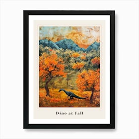 Dinosaur In An Autumnal Meadow Poster Art Print