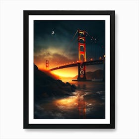 Golden Gate Bridge At Sunset Art Print