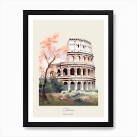 Colosseum   Rome, Italy   Cute Botanical Illustration Travel 1 Poster Art Print