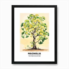 Magnolia Tree Storybook Illustration 1 Poster Art Print