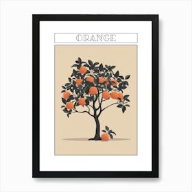 Orange Tree Minimalistic Drawing 2 Poster Art Print