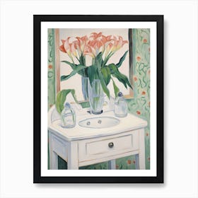 Bathroom Vanity Painting With A Calla Lily Bouquet 3 Art Print