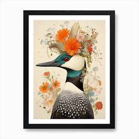 Bird With A Flower Crown Common Loon 1 Art Print