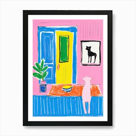 Dog In Colourful Room Art Print