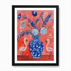 Flamingos In Vase Art Print