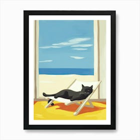 Cat Sunbathing Panting Art Print