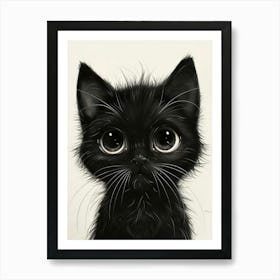 Cute Black Kitten Art Print