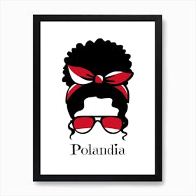 Cute Women Style Wearing Polandia Flag Glasses Art Print