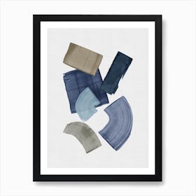 Blue And Brown Paint Blocks Art Print