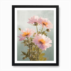 Aster Flowers Acrylic Pastel Colours 2 Art Print
