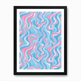 Pink And Blue Wavy Pattern Art Print