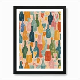 Wine Bottles And Glasses Art Print