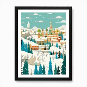 Retro Winter Illustration Moscow Russia 1 Art Print