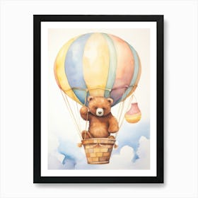 Baby Bear 3 In A Hot Air Balloon Art Print