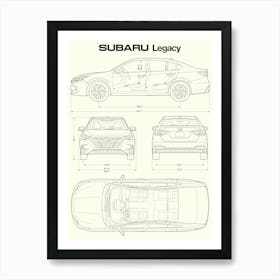 Subaru Legacy 2024 car blueprint Art Print