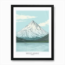 Mount Ararat Turkey Color Line Drawing 6 Poster Art Print