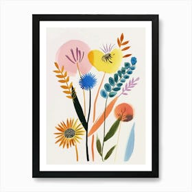 Painted Florals Fountain Grass 1 Art Print