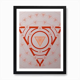 Geometric Abstract Glyph Circle Array in Tomato Red n.0167 Art Print