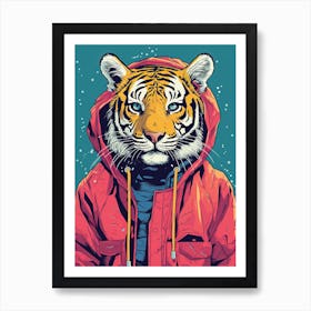 Tiger Illustrations Wearing A Raincoat 2 Art Print