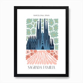La Sagrada Familia   Barcelona, Spain, Travel Poster In Cute Illustration Art Print