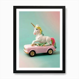 Toy Unicorn In A Toy Car 1 Art Print