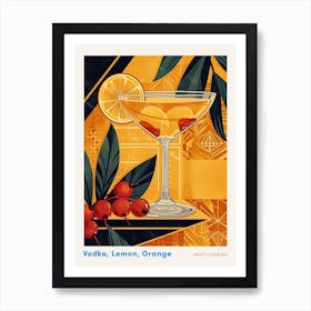 Fruity Art Deco Cocktail 3 Poster Art Print