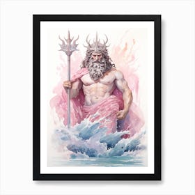  A Watercolour Illustration Of The Greek God Poseidon 3 Art Print