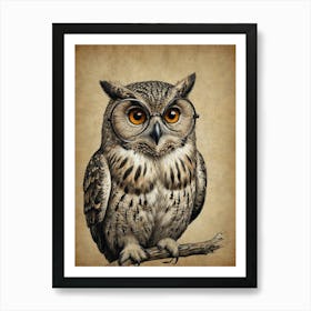 Owl With Glasses 4 Art Print