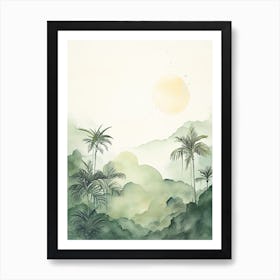 Watercolour Painting Of Borneo Rainforest   Brunei Indonesia And Malaysia 2 Art Print