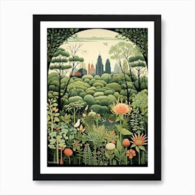 Central Park Conservatory Garden Usa Henri Rousseau Style 3 Art Print